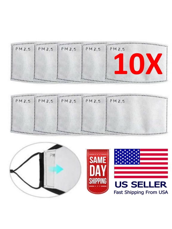 10X Adult PM2.5 Activated Carbon 5 Layer Face Mask Replacement Filters