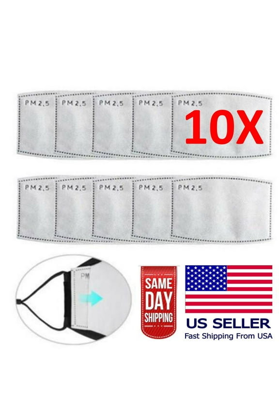 10X Adult PM2.5 Activated Carbon 5 Layer Face Mask Replacement Filters