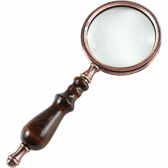 10X Antique Copper Magnifying Glass with Wooden Handle and Real Glass, Best Reading Magnifier
