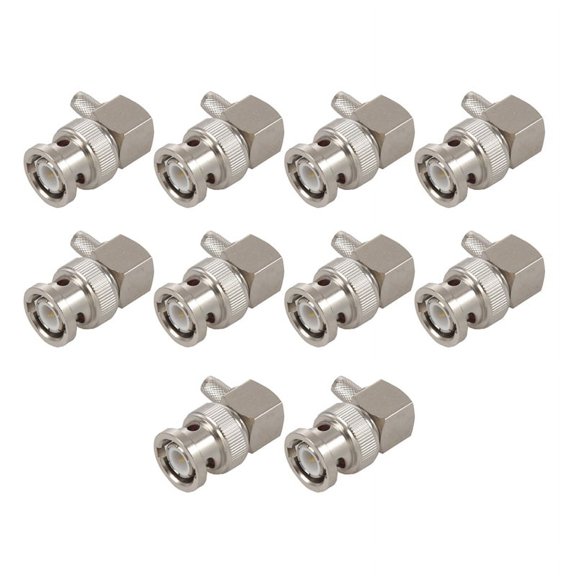 10X BNC Male Plug Right Angle Crimp for RG58 RG400 RFC195 RF Coax Adapter Connector,Silver