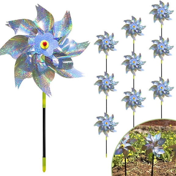 10X Bird Repellent Reflective Windmill Anti Bird Wind Spinner for Garden Orchard