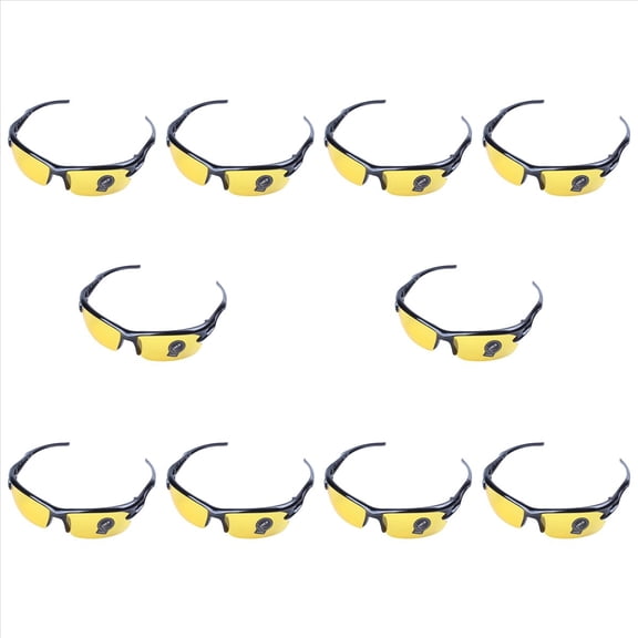 10X Black Frame Yellow Night Vision Sheet Outdoor Cycling Sunglasses,10 x Sunglasses,Yellow & black