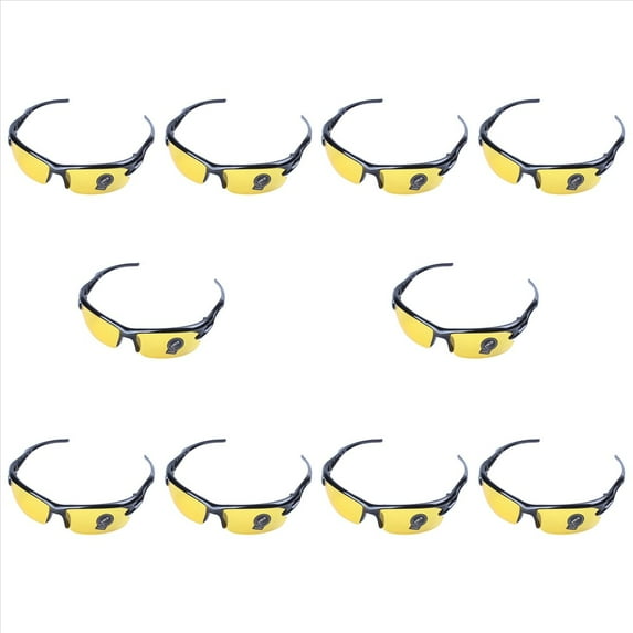 10X Black Frame Yellow Night Vision Sheet Outdoor Cycling Sunglasses,10 x Sunglasses,Yellow & black