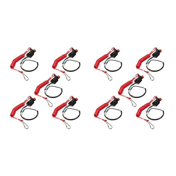 10X Boat Motor Emergency Stop Switch for / Outboard Stop Switch Cut Off Switches,10 x Emergency Stop Switch 10 x Switch Safety Tether,Black & red