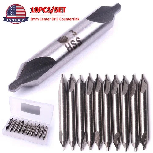 10X Center Drill Countersink 60 High Speed Angle Bit Tip Set Drilling Tool 3Mm