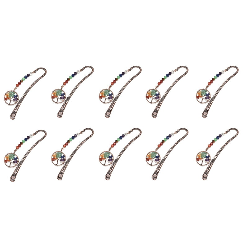 10X Chakra Crystal Bookmark Vintage Metal Tree Bookmarks for Women Student Teacher Graduation