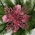 10X Christmas Large Poinsettia Glitter Flower Tree Hanging Party Xmas