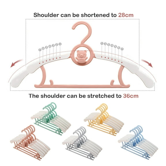 10X Clothes Hanger 10 Hangers for Children's Clothes, Increasing, Space Saving, Non-Slip, for Babies Home Textile Storage