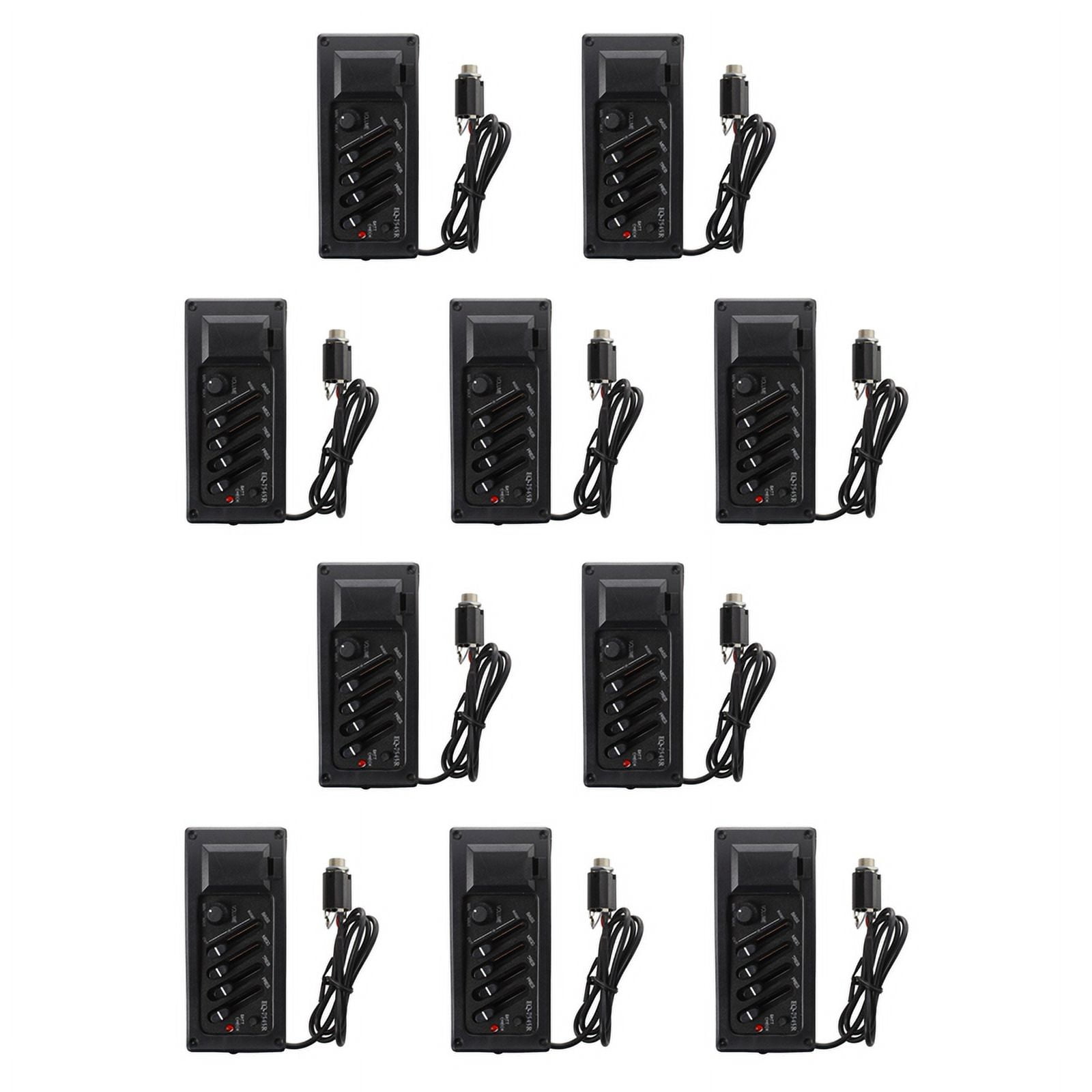 10X Complete Kit EQ Pre-Amp Plus Pickup for Acoustic Guitar 7545R-4 Bands Plus Volume Control,Supplied with Battery Box,black