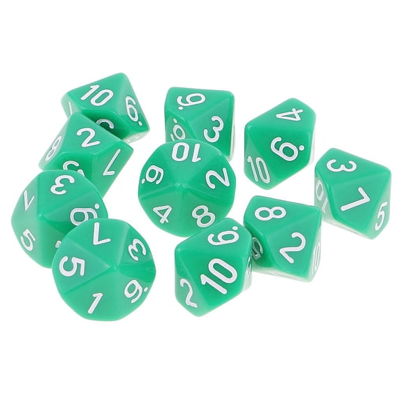 10X D10 Polyhedral 10 Sided Acrylic for RPG Green Durable New Light Green