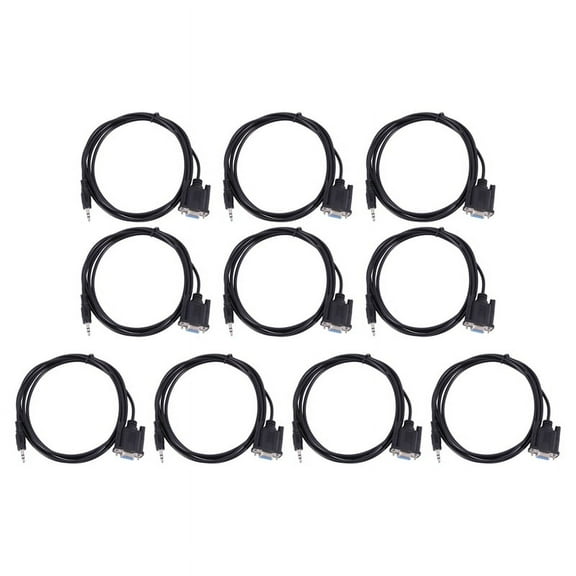 10X DB9 9 Pin VGA Female Cable ,DB 9 Female to TRS 3.5mm (1/8In) TRS Stereo Male Serial Data Cable-6 Feet,10 * Audio/Video Cable,Black