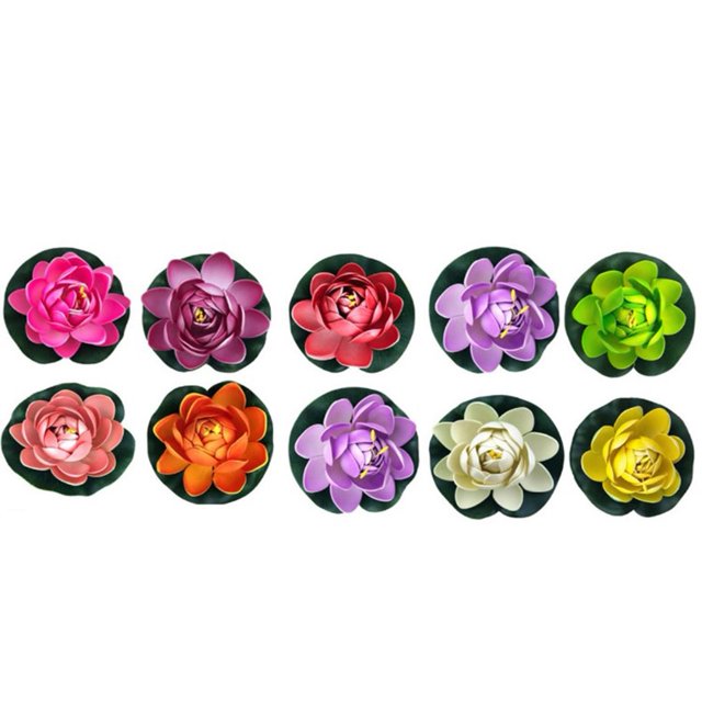 10X Fake Water Lily LotusLeaf Flowers Floating Pool Floating