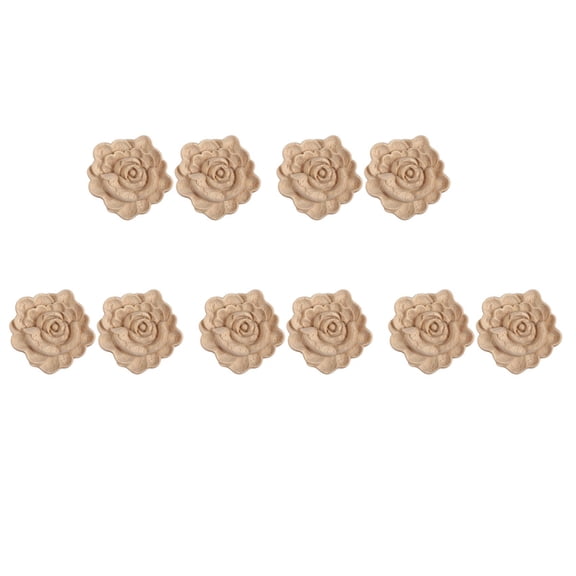 10X Furniture Wood Carving Appliques Vintage Nautical Decor Cabinet Door Solid Decals Flowers Pattern Carved Wooden