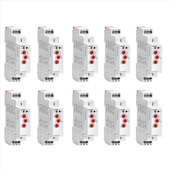 10X GRT8-M1 Delay Relay 16A AC/DC12V-240V Multifunction Din Rail Automatic Timer Relay