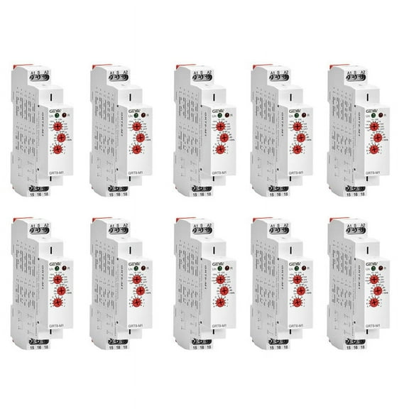10X GRT8-M1 Delay Relay 16A AC/DC12V-240V Multifunction Din Rail Automatic Timer Relay