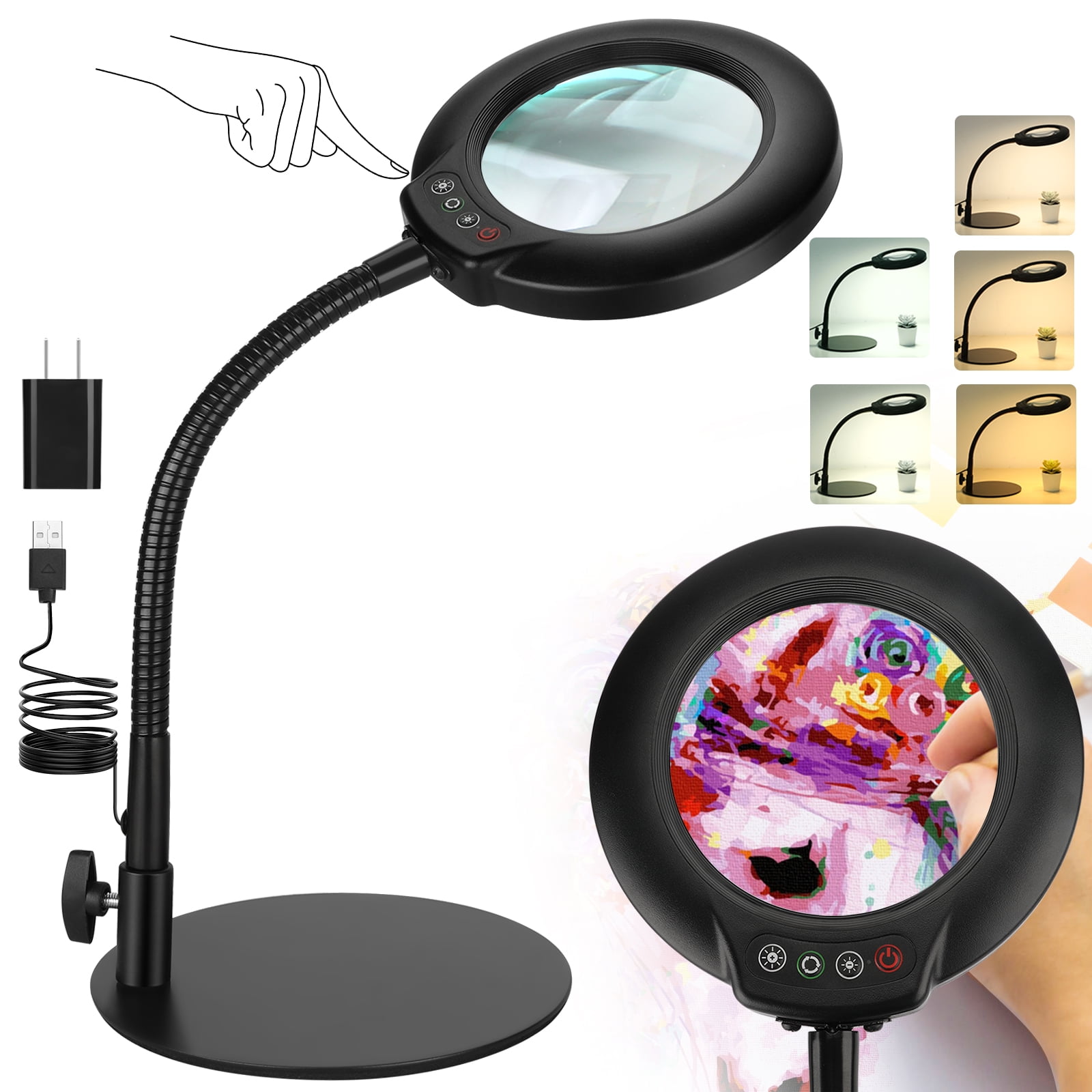 Gooseneck magnifying glass store with led lighting