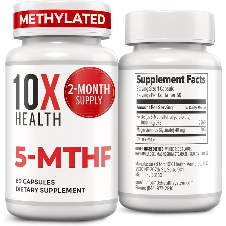 10X Health 5 MTHF Supplement, Methylated Multivitamin with