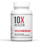 10X Health Magnesium Citrate Capsules, Magnesium Supplement for Sleep & Muscle Function, 60 Capsules