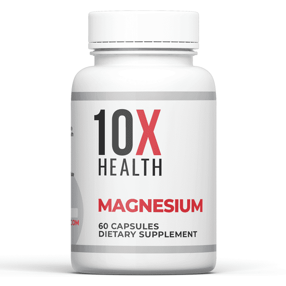 10X Health Magnesium Citrate Capsules,  Magnesium Supplement for Sleep & Muscle Function, 60 Capsules