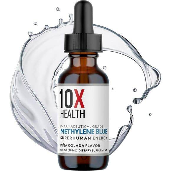 10X Health Methylene Blue Pharmaceutical Grade Liquid Drops, Energy and Focus Booster, 30 ml