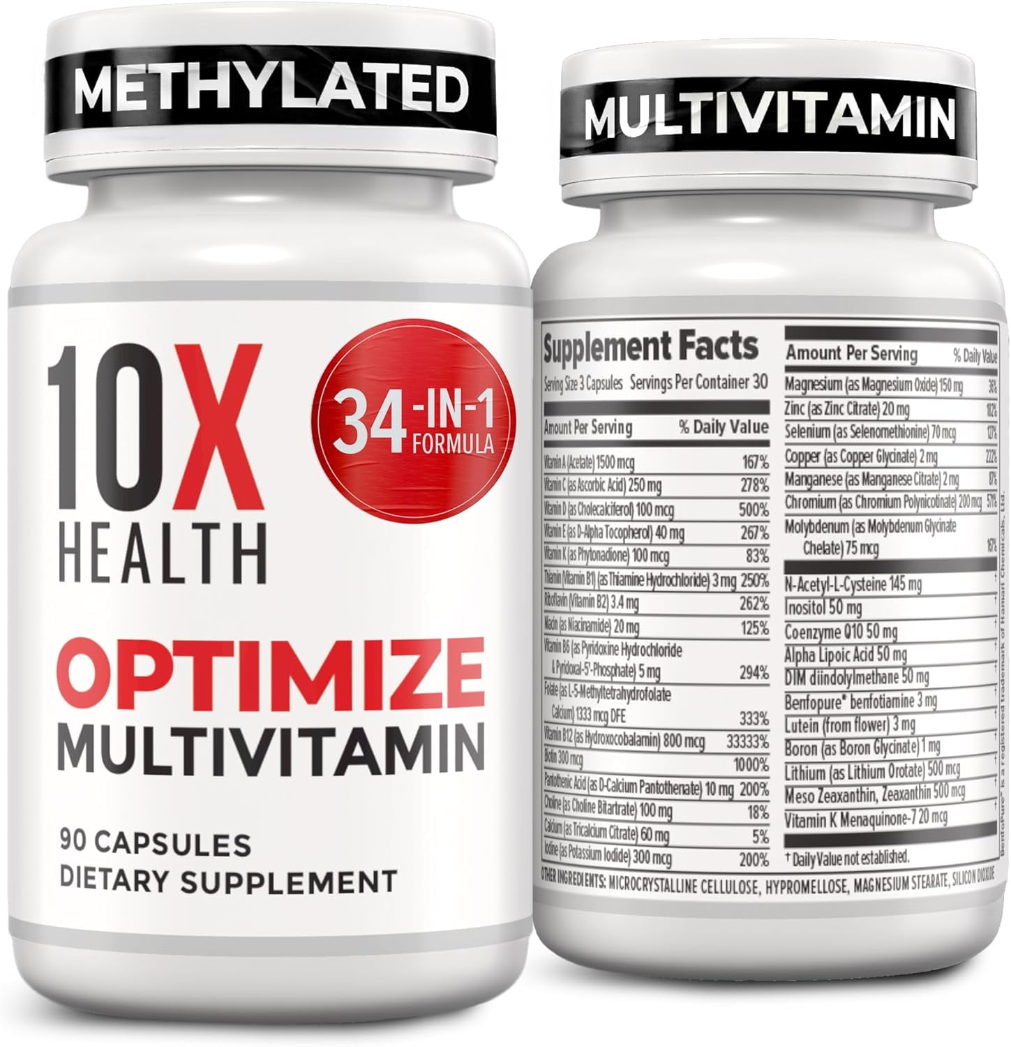 10X Health Optimize - Methylated Multivitamin, 90 Capsules
