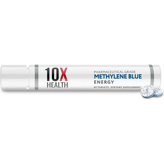 10X Health Pharmaceutical Grade Methylene Blue Tablets with Glycine, NAC, & Niacinamide, 60 Tablets