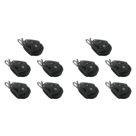 10X High Load Sheave Block Universal-Head Single Pulley Swivel Shackle Sailboat Plain Bearing Block Rope,10x Universal Head Single Pulley,Black