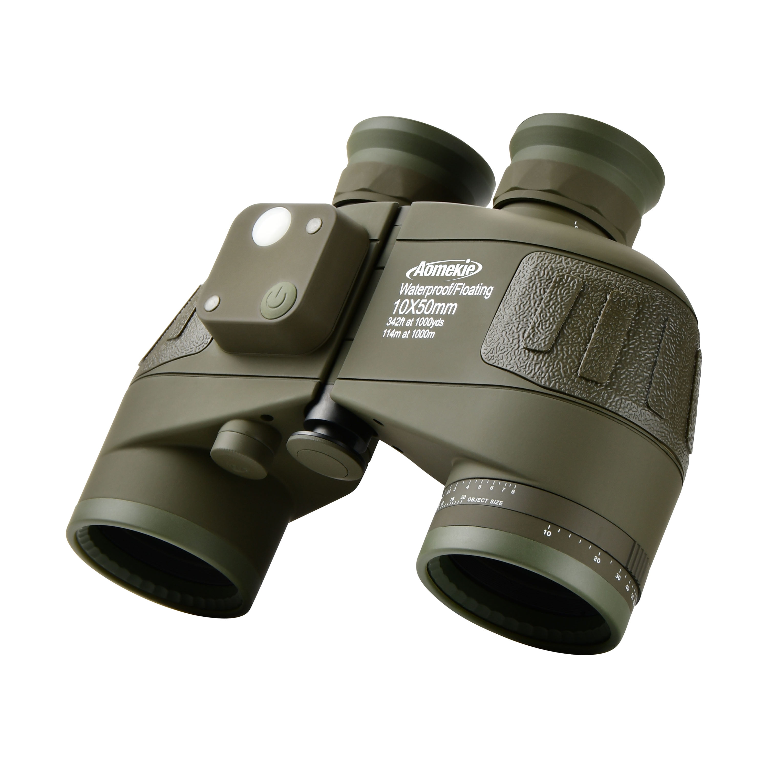 10X High Power Marine Binoculars 50mm FMC Lens Bak4 Prism with Compass Rangefinder Waterproof for Hunting Boating