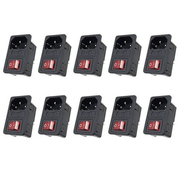 10X Inlet Male Power Socket with Fuse Switch 10A 250V 3 Pin IEC320 C14