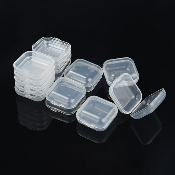 10X Jewelry Box 10Pcs Portable Transparent Flip Jewelry Box Square Plastic Small Storage Box