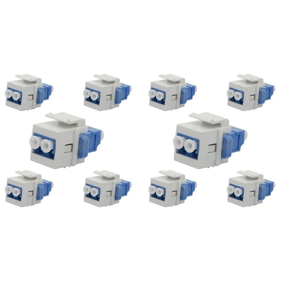 10X LC Fiber Optic Adapter LC to LC Duplex Multimode 10GB F/F Coupler for Wall Plates, Patch Panels,10 x LC Fiber Optic Adapter,Blue&white