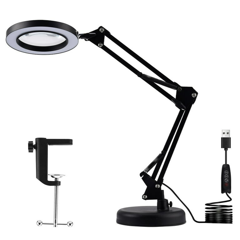 10X Magnifying Glass with Light, NUEYiO Flexible Arm Magnifier Lamp, 3  Color Modes & Stepless Dimming Magnifying Lamp with Clamp, Hands Free  Lighted