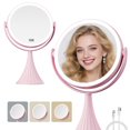 thumbnail image 1 of 10X Lighted Magnifying Makeup Mirror, Double Sided Makeup Mirror with 10X/1X Magnification, 360°Rotation, 3 Colors Brightness Adjustable Vanity Mirror with 64 LEDs, 1 of 8