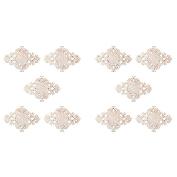 10X Lots Wood Carved Long Onlay Applique Unpainted Flower Walls Cabinets Door Decor Type:21X15cm