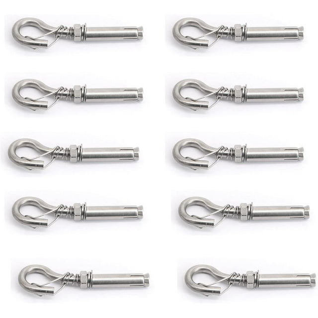 10X M10 Expansion Screw Bolts SpringClosed Hook 304 Stainless Steel