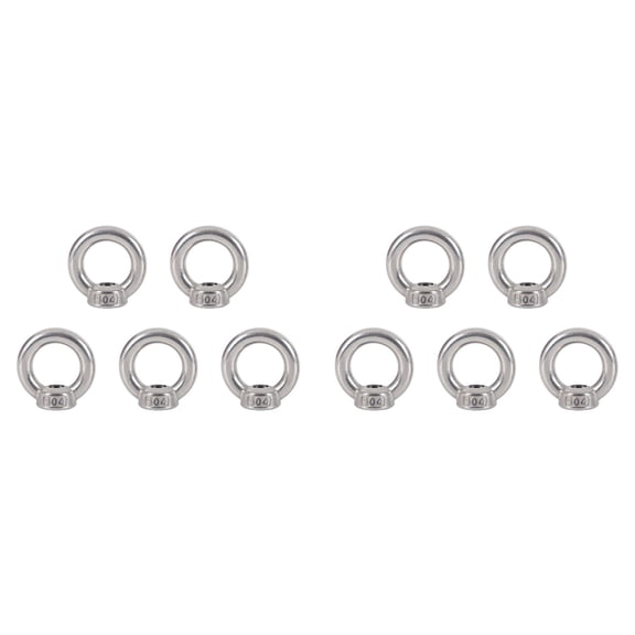 10X M10 Eye Nut Stainless Steel Marine Lifting Eye Nuts Ring Nut Eyelet for Cable Lifting,10PCS x Eye Nut,As Shown