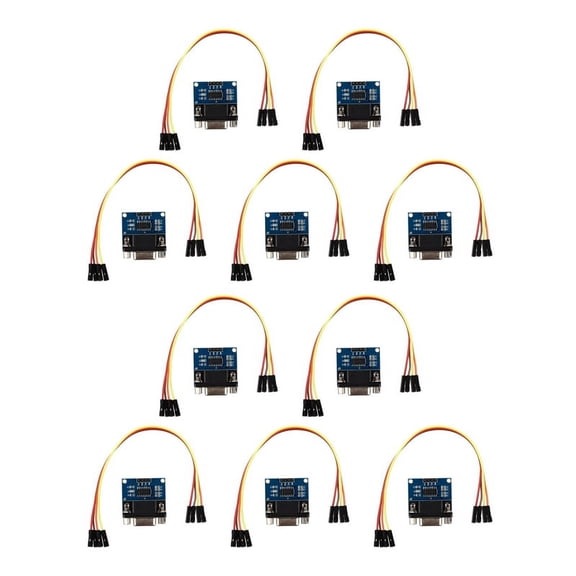 10X MAX3232 RS232 Serial Port to TTL Converter Module DB9 Connector W/ 4 Jump Cables,10 x RS232 Serial TO TTL Converter Module 40 x Jumper Wire,as shown