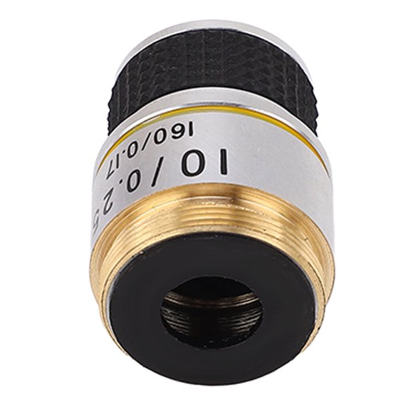 10X Magnification Biological Microscope Objective Lens with Storage Tube - Brass & Aluminum Alloy Construction, RMS Thread Interface