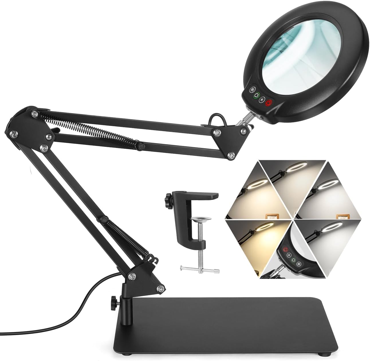 10X Magnifying Glass with Light, 5 Color Modes Stepless Dimmable 2in1
