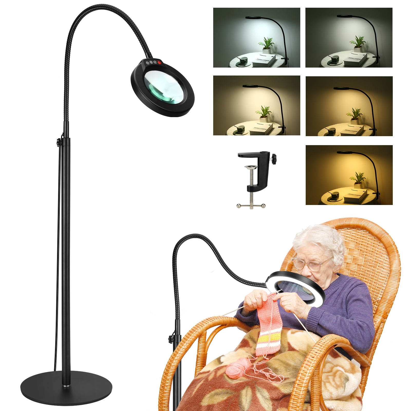 10X Magnifying Glass with Light and Stand, 24" Flexible Gooseneck