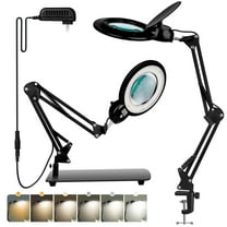 10X LED Magnifying Glass with Light, Stepless Dimmable, 3 Color Modes, Real Glass  Lens Magnifying Lamp with Light Desk Lamp Clamp for Crafts, Reading, Close  Work - Black 