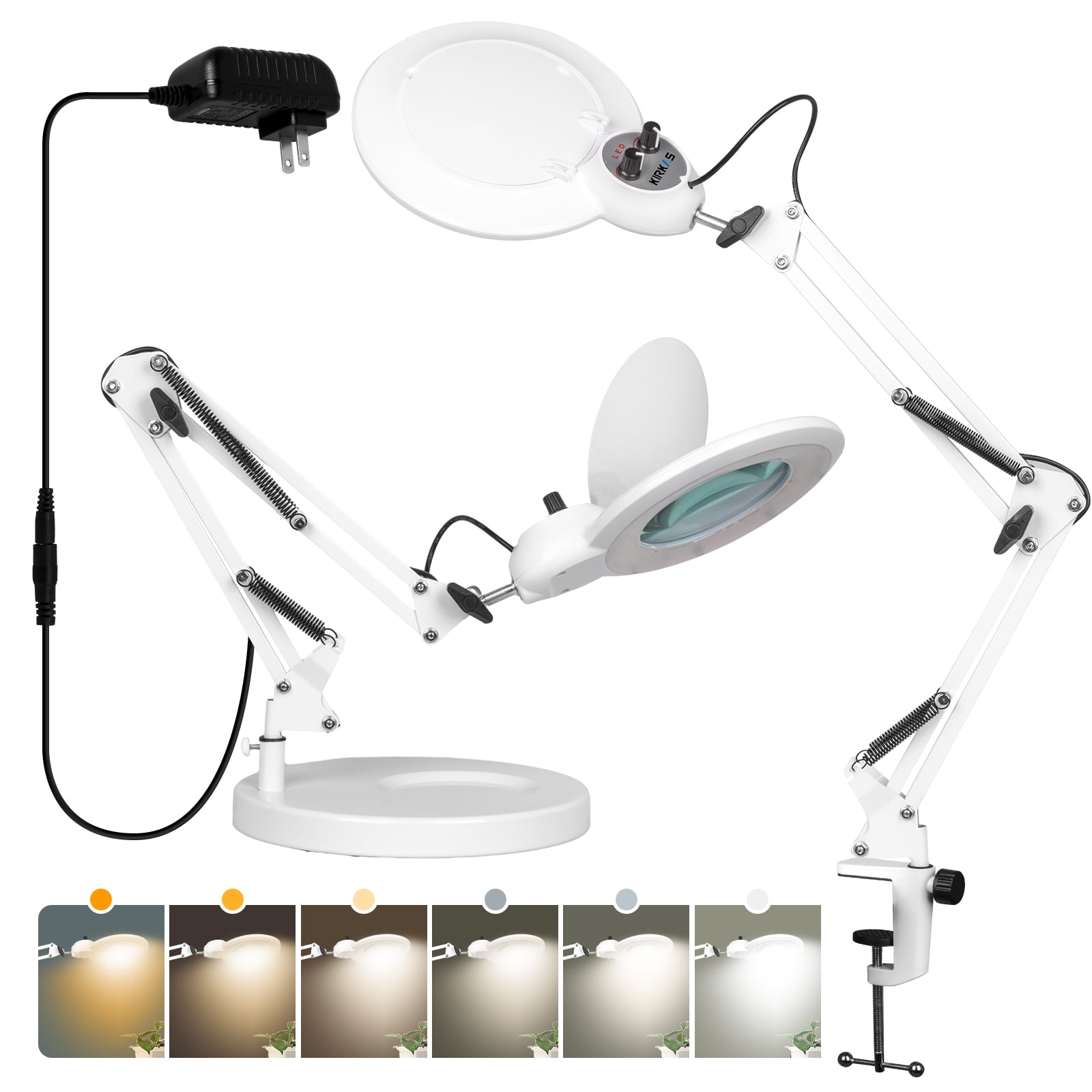 10X Magnifying Glass with Light and Stand, Upgraded Infinite Color