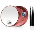 thumbnail image 1 of 10X Magnifying Mirror with 3 Suction Cups - 6'' Stick on Makeup Mirror with 10X Magnification, Magnified Makeup Mirror Portable Handheld Cosmetic Mirror and Tweezers Set for Travel, Makeup, Bathroom, 1 of 6