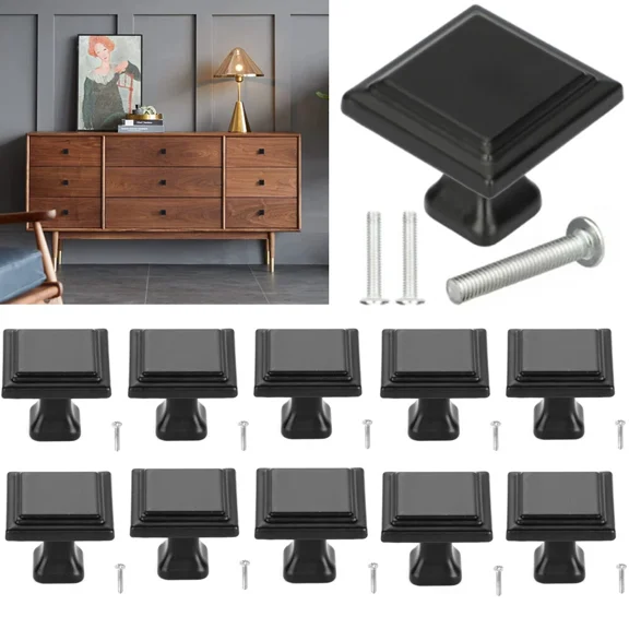 10X Matte Black Kitchen Cabinet Handles Knobs Cupboard Drawer Door Pulls Handles