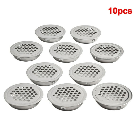 10X Metal Cabinet Cupboard Round Air Vent Grill Cover Ducting Ventilation Home Silver 29Mm