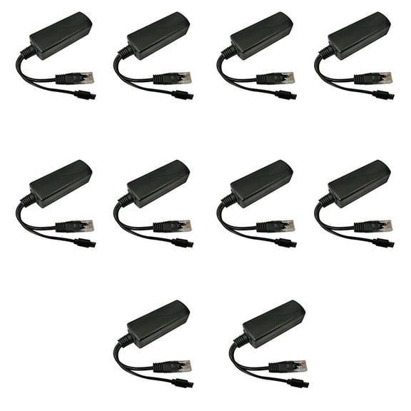 10X Micro-USB POE Splitter 48V to 5V2A/3A Mini USB Power Supply National Standard with Smart Phone Charging,10 x POE Splitter,Black