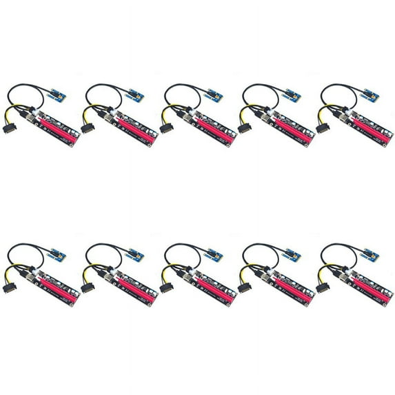 10X Mini PCIe To PCI Express 16X Riser for Laptop External Graphics Card BTC Miner MPCIe To PCI-E Slot Card,Black & red