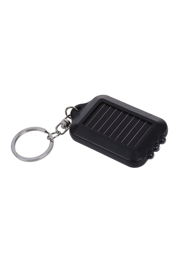 10X Mini Solar Power Rechargeable 3LED Flashlight Keychain Light Torch Ring New - black