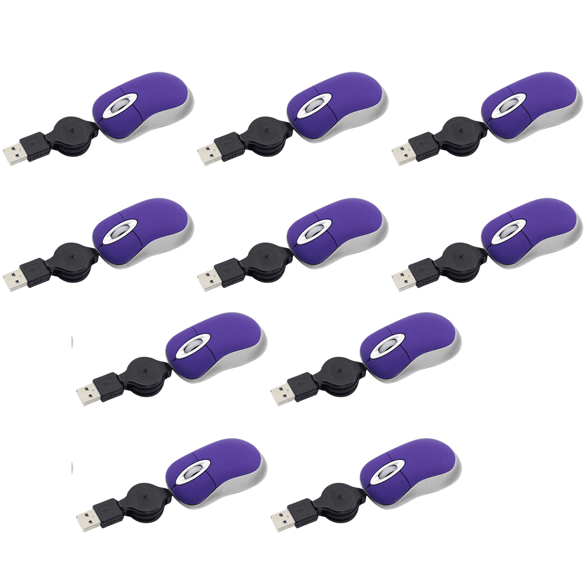 10X Mini USB Wired Mouse Retractable Tiny Small Mouse 1600 DPI Optical ...