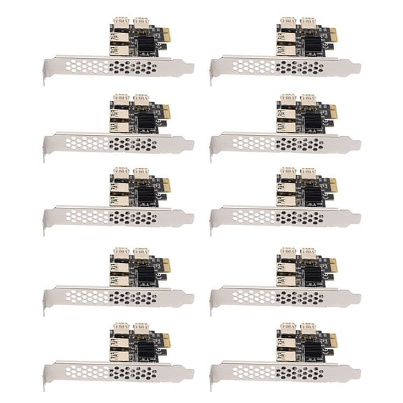 10X New 4 Ports PCIe Riser Adapter Board PCI-E 1X to 4 USB 3.0 PCI-E Rabbet GPU Riser Extender ETH/Monero XMR,10 x PCI-E 1 to 4 riser card,black